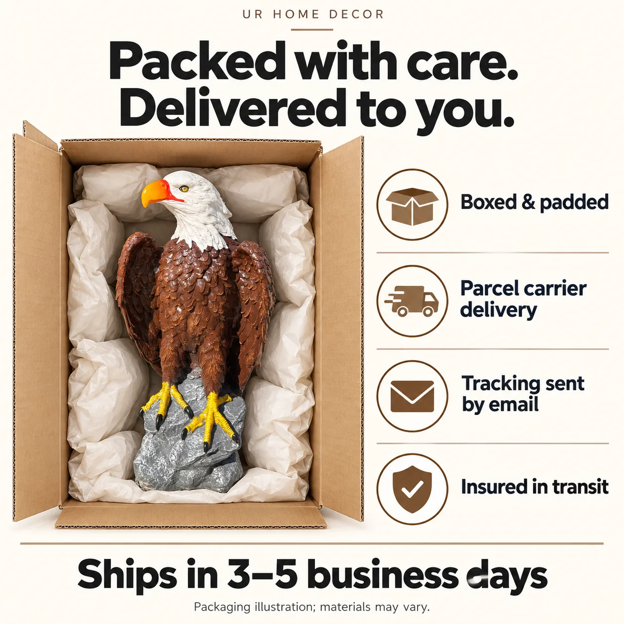 24″ Lifesize Bald Eagle, Solid Concrete, photo 9 of 9