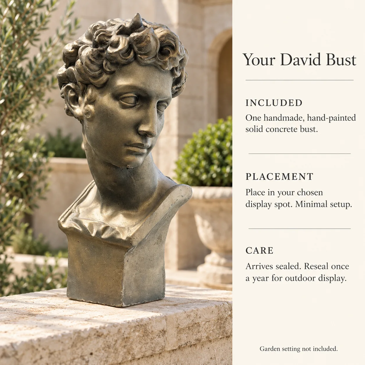 24" Concrete David Bust Sculptor, photo 8 of 8