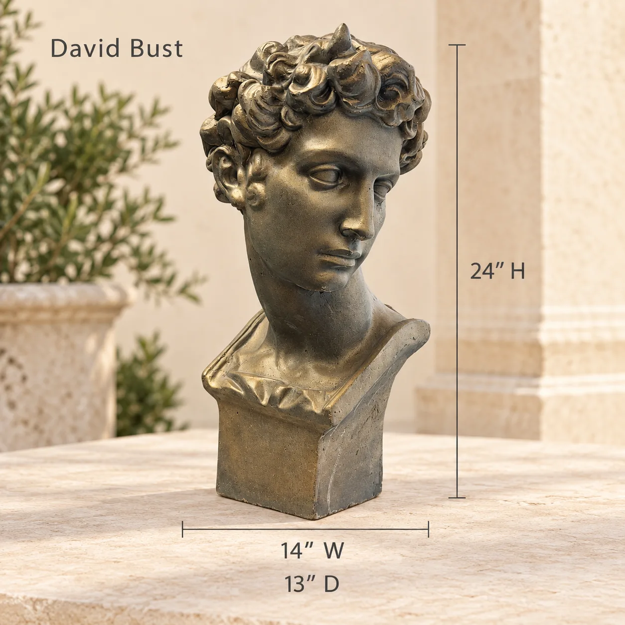 24" Concrete David Bust Sculptor, photo 7 of 8