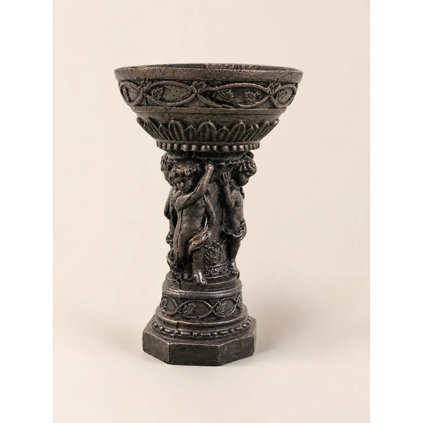 17" Concrete Cherub Urn Statue – Handmade Bronze Finish, photo 8 of 8