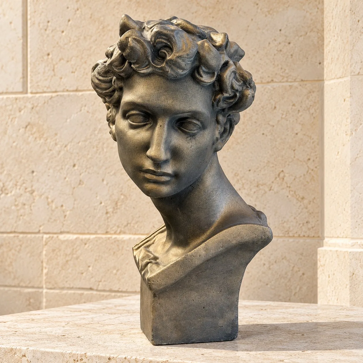 24" Concrete David Bust Sculptor, photo 3 of 8