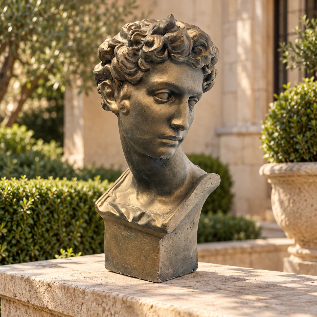 24" Concrete David Bust Sculptor