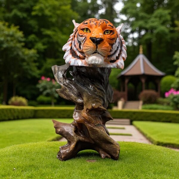 IMG-20240625-WA0040-Photoroom 10" Concrete Tiger Head on wood Sculptor