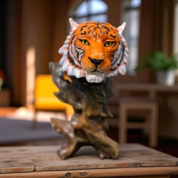 IMG-20240625-WA0041-Photoroom 10" Concrete Tiger Head on wood Sculptor