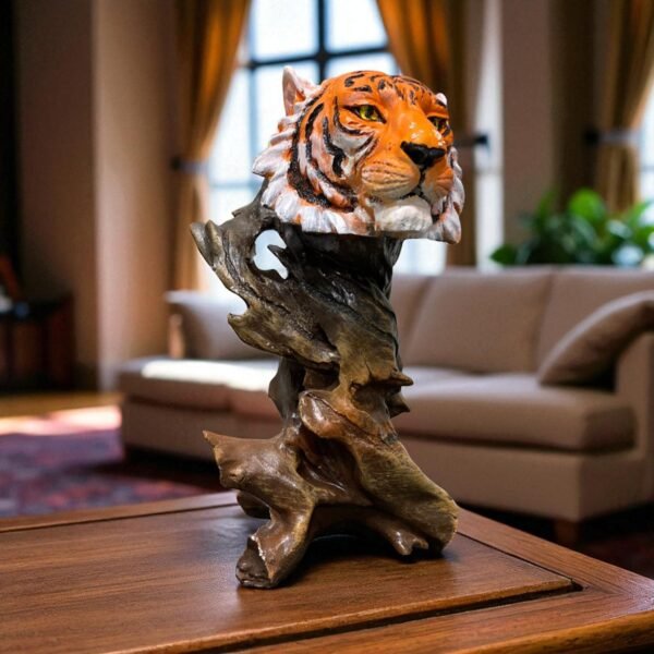 IMG-20240625-WA0044-Photoroom 10" Concrete Tiger Head on wood Sculptor