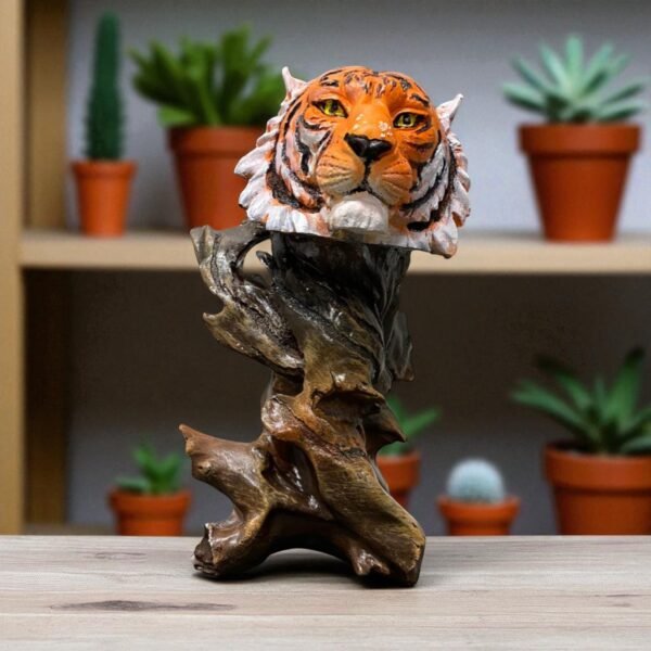 IMG-20240625-WA0045-Photoroom 10" Concrete Tiger Head on wood Sculptor