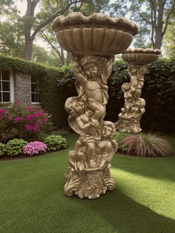 20250405_172947-Photoroom Baroque Cherubs Bird Bath 4Ft CONCRETE Baby Angels Statue, Sculpture, Free Customization, Free Paints, Art Sculpture