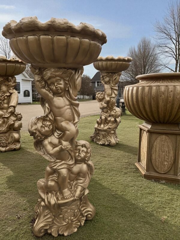 20250405_172959-Photoroom Baroque Cherubs Bird Bath 4Ft CONCRETE Baby Angels Statue, Sculpture, Free Customization, Free Paints, Art Sculpture