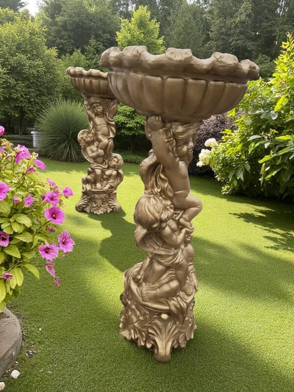 20250405_173004-Photoroom Baroque Cherubs Bird Bath 4Ft CONCRETE Baby Angels Statue, Sculpture, Free Customization, Free Paints, Art Sculpture