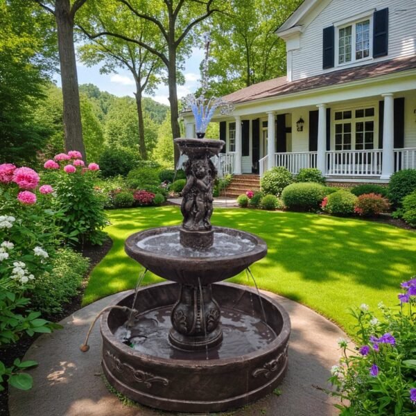 3 tiers 5.5ft tall Solid concrete painted and sealed fountain.