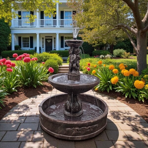 3 tiers 5.5ft tall Solid concrete painted and sealed fountain.