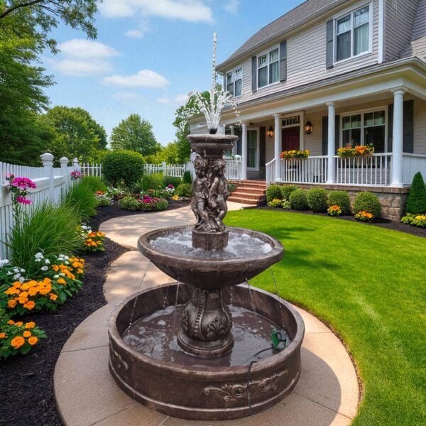 3 tiers 5.5ft tall Solid concrete painted and sealed fountain.
