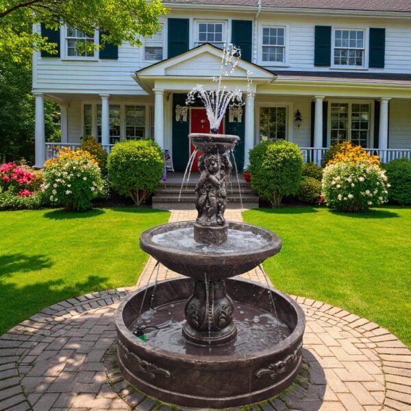 3 tiers 5.5ft tall Solid concrete painted and sealed fountain.