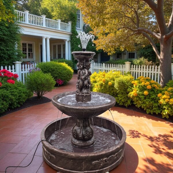 3 tiers 5.5ft tall Solid concrete painted and sealed fountain.