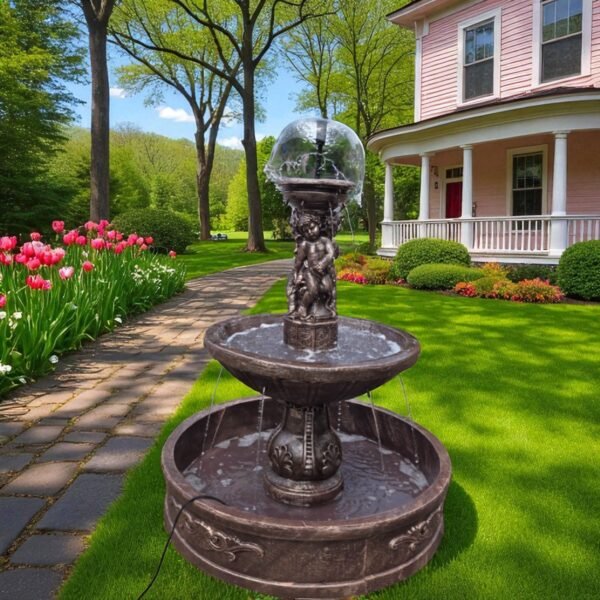 3 tiers 5.5ft tall Solid concrete painted and sealed fountain.