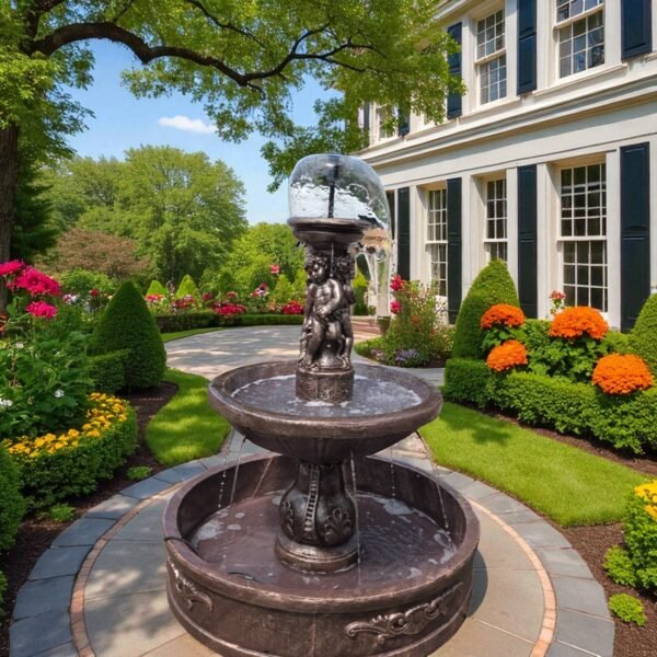 3 tiers 5.5ft tall Solid concrete painted and sealed fountain.