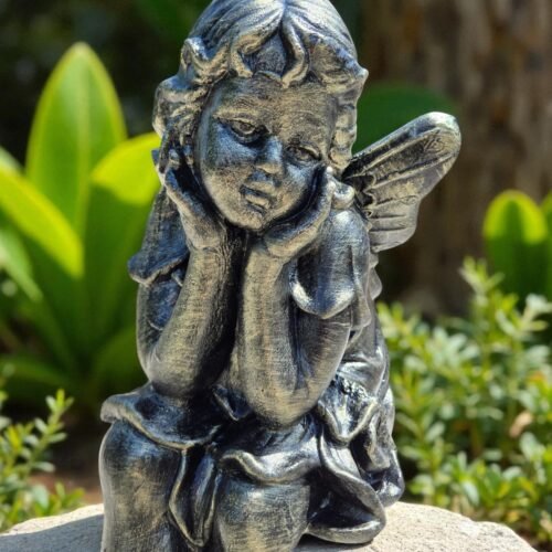 24" Concrete Sitting Angel with Wings Statue, Modern Home Decor, Garden Decor, Home Decor All Occasion gift, outdoor concrete garden statues