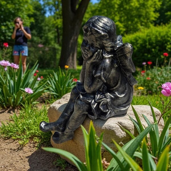 20250724_150055-Photoroom 24" Concrete Sitting Angel with Wings Statue, Modern Home Decor, Garden Decor, Home Decor All Occasion gift, outdoor concrete garden statues