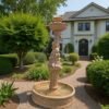 MASSIVE 7.5 FOOT Concrete Water Fountain with Pump – Fully Functional Outdoor Garden Cherub Fountain - easy set up fountain, Weatherproof