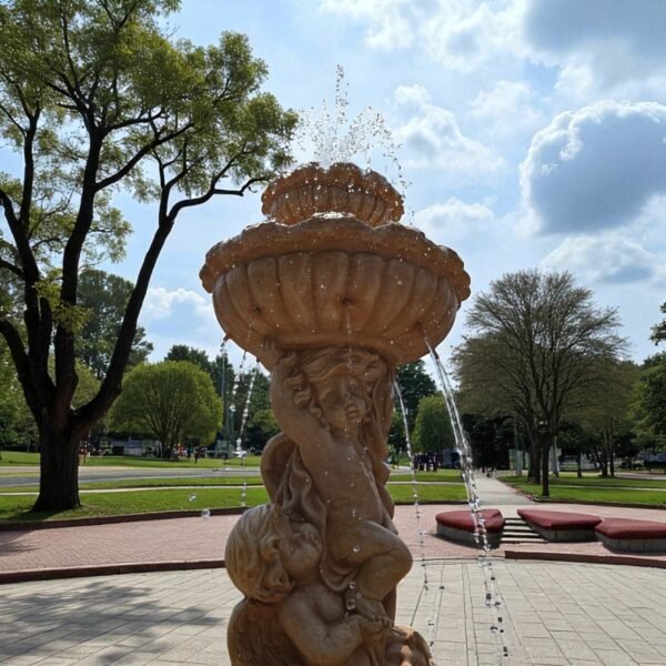 20250802_141012-Photoroom MASSIVE 7.5 FOOT Concrete Water Fountain with Pump – Fully Functional Outdoor Garden Cherub Fountain - easy set up fountain, Weatherproof