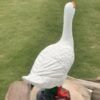 Large 19" Cement porch Goose Statue, Outdoor American Dress up goose statue, life-size American Porch Goose Statue, Bird  garden Statues,