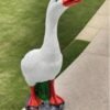 Large 19" Cement porch Goose Statue, Outdoor American Dress up goose statue, life-size American Porch Goose Statue, Bird  garden Statues,