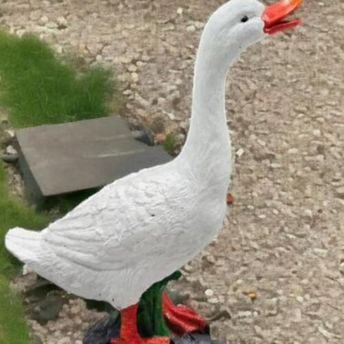 Large 19" Cement porch Goose Statue, Outdoor American Dress up goose statue, life-size American Porch Goose Statue, Bird  garden Statues,