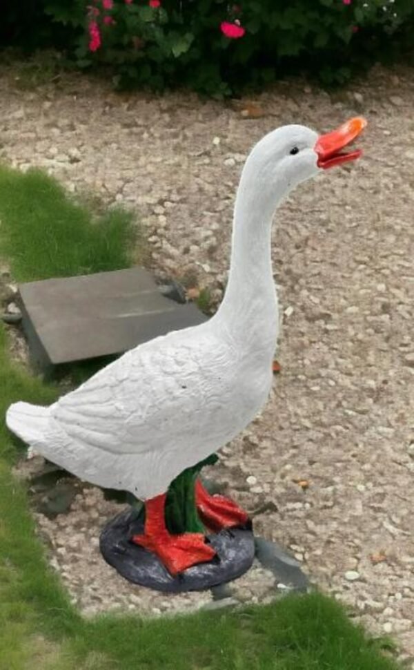 Large 19" Cement porch Goose Statue, Outdoor American Dress up goose statue, life-size American Porch Goose Statue, Bird  garden Statues,