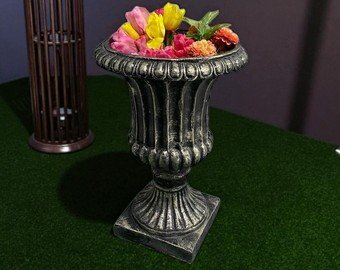 25" Large Solid Concrete Rosenstein Urn Planter, Outdoor Garden Decor , Outdoor Concrete statues, solid Concrete flower pot
