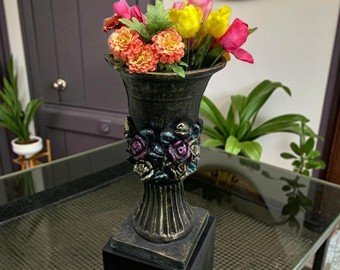 23" Large Solid Concrete Rosenstein Urn Planter, Outdoor Garden Decor , Outdoor Concrete statues, solid Concrete flower pot