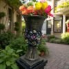 23" Large Solid Concrete Rosenstein Urn Planter, Outdoor Garden Decor , Outdoor Concrete statues, solid Concrete flower pot