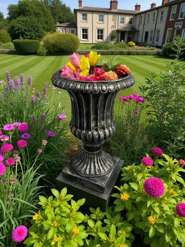 25" Large Solid Concrete Rosenstein Urn Planter, Outdoor Garden Decor , Outdoor Concrete statues, solid Concrete flower pot