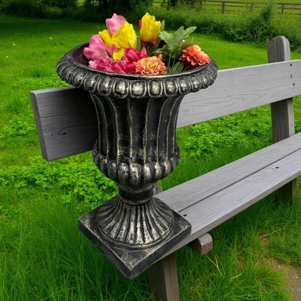 25" Large Solid Concrete Rosenstein Urn Planter, Outdoor Garden Decor , Outdoor Concrete statues, solid Concrete flower pot