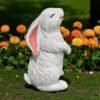12.5" Solid Concrete Smiling Rabbit Statue, Weather proof Rabbit outdoor statues, life-size Garden Statues, Outdoor lawn or garden decor