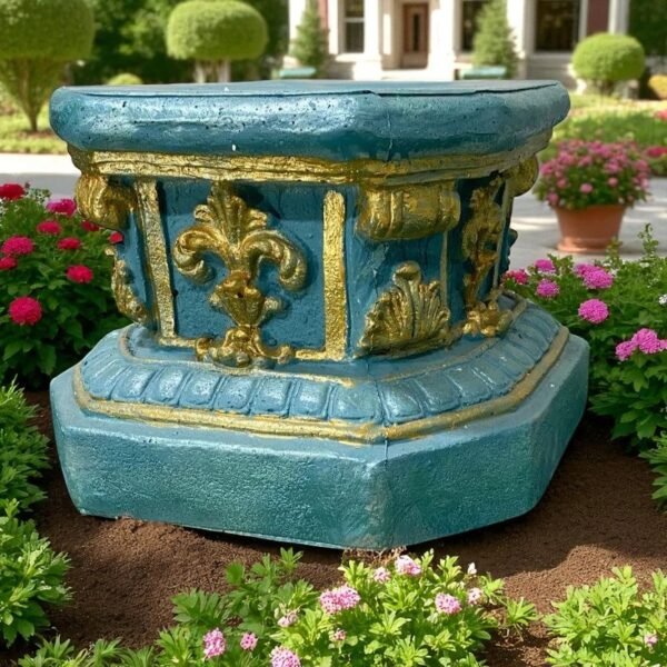 10" HEAVY  Solid Concrete Antique Greek Style Heavy-duty indoor/outdoor Pedestal , Outdoor Garden Decor, Outdoor Concrete statues,