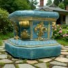 10" HEAVY  Solid Concrete Antique Greek Style Heavy-duty indoor/outdoor Pedestal , Outdoor Garden Decor, Outdoor Concrete statues,