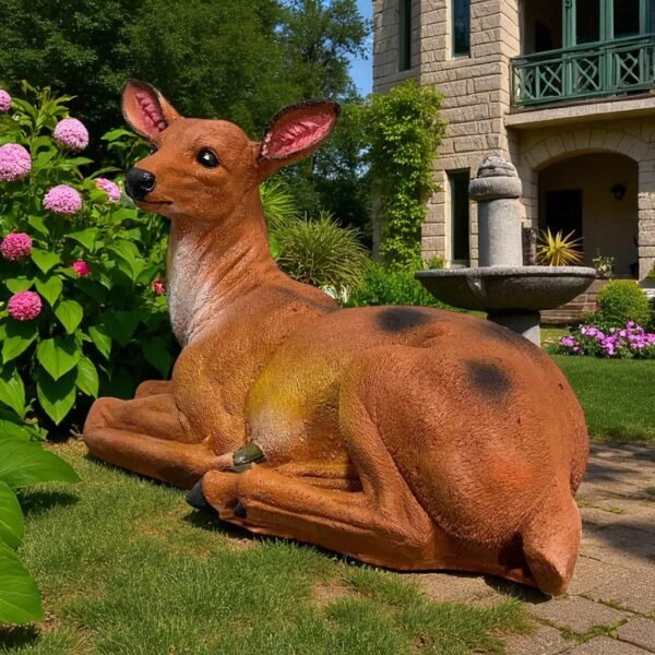 22" Solid concrete sitting Mother Deer Statue, Modern Home Decor, Garden Decor, Home Decor Mothers day gift's birthdays gift outdoor statues