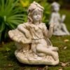 20" Large Solid Concrete garden fairy on a mushroom statue, Outdoor Garden Decor Outdoor Concrete statues, mothers Day gifts birthdays gifts