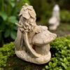 20" Large Solid Concrete garden fairy on a mushroom statue, Outdoor Garden Decor Outdoor Concrete statues, mothers Day gifts birthdays gifts