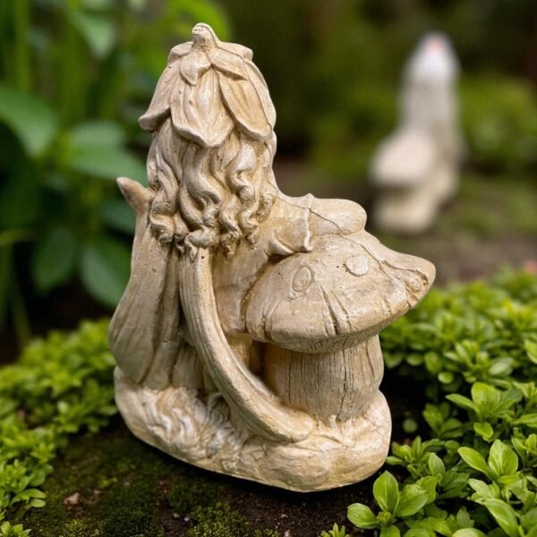 20" Large Solid Concrete garden fairy on a mushroom statue, Outdoor Garden Decor Outdoor Concrete statues, mothers Day gifts birthdays gifts