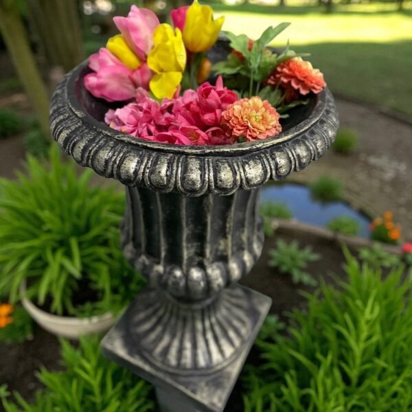 25" Large Solid Concrete Rosenstein Urn Planter, Outdoor Garden Decor , Outdoor Concrete statues, solid Concrete flower pot