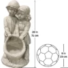 28" Concrete Solar garden children Holding a big flower basket, solar Lights Outdoor Statues Garden Decor Birthday Gifts Housewarming Gifts