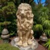 Large 21" Gold Lion Statue, Sentinel Lion Statue Solid Concrete life-size Outdoor/indoor Garden Decor Father day gift, Beautiful home Gift