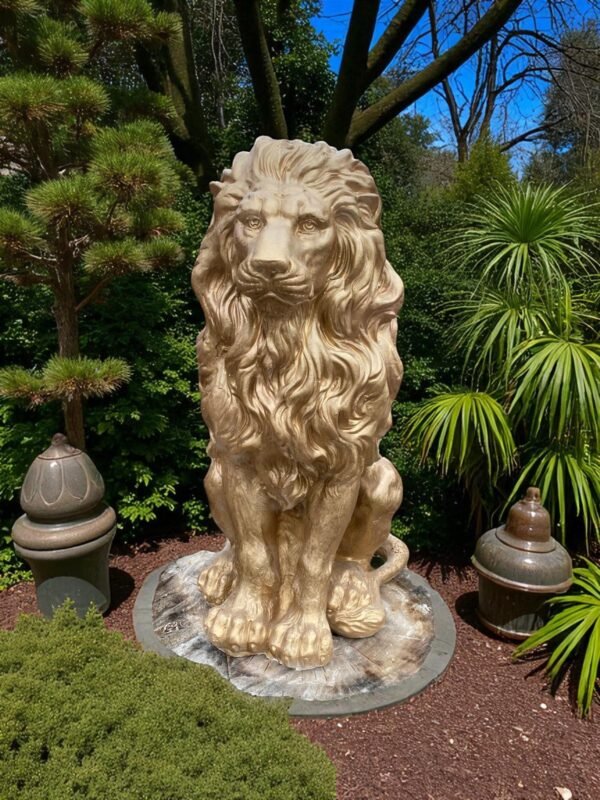 il_fullxfull.6435406732_a3gk-Photoroom Large 21" Gold Lion Statue, Sentinel Lion Statue Solid Concrete life-size Outdoor/indoor Garden Decor Father day gift, Beautiful home Gift