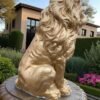 Large 21" Gold Lion Statue, Sentinel Lion Statue Solid Concrete life-size Outdoor/indoor Garden Decor Father day gift, Beautiful home Gift
