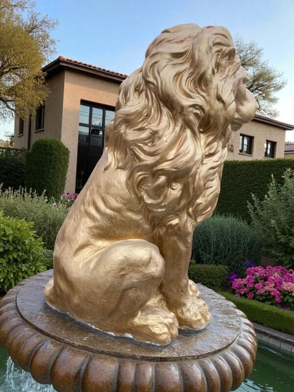 il_fullxfull.6435408112_nids-Photoroom Large 21" Gold Lion Statue, Sentinel Lion Statue Solid Concrete life-size Outdoor/indoor Garden Decor Father day gift, Beautiful home Gift