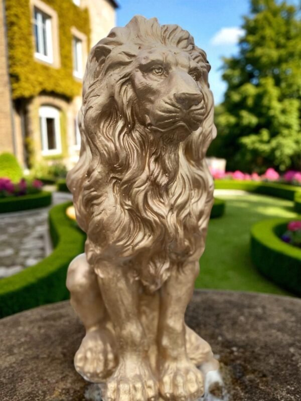 il_fullxfull.6483509065_32vd-Photoroom Large 21" Gold Lion Statue, Sentinel Lion Statue Solid Concrete life-size Outdoor/indoor Garden Decor Father day gift, Beautiful home Gift