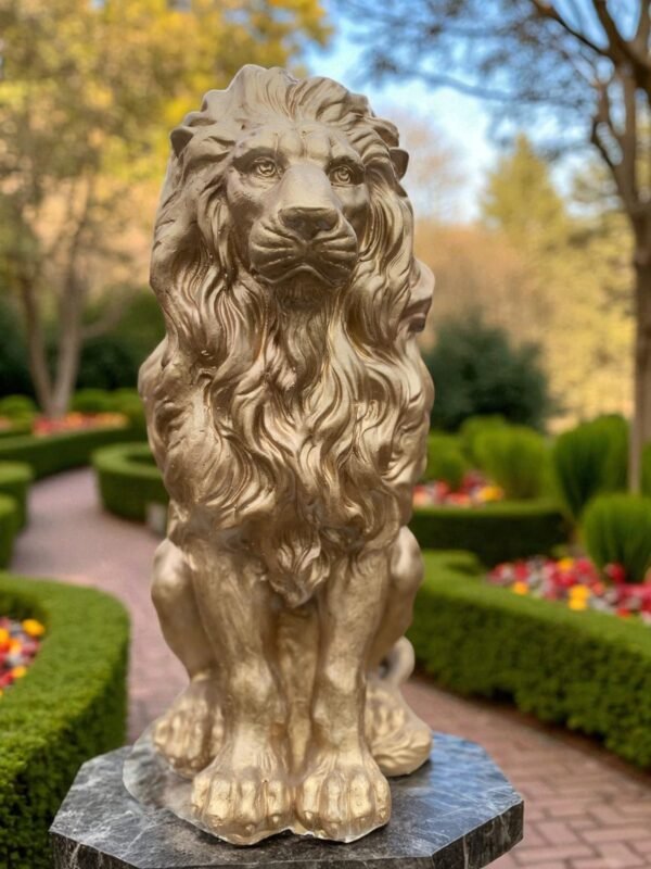 il_fullxfull.6483509073_8xpz-Photoroom Large 21" Gold Lion Statue, Sentinel Lion Statue Solid Concrete life-size Outdoor/indoor Garden Decor Father day gift, Beautiful home Gift