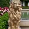 Large 21" Gold Lion Statue, Sentinel Lion Statue Solid Concrete life-size Outdoor/indoor Garden Decor Father day gift, Beautiful home Gift