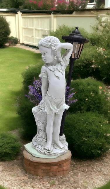 il_fullxfull.6685553220_83g0 21" Flower Girl Statue with Planter β Antique Finish Garden Sculpture, Home decor, garden, outdoor/Indoor Statues